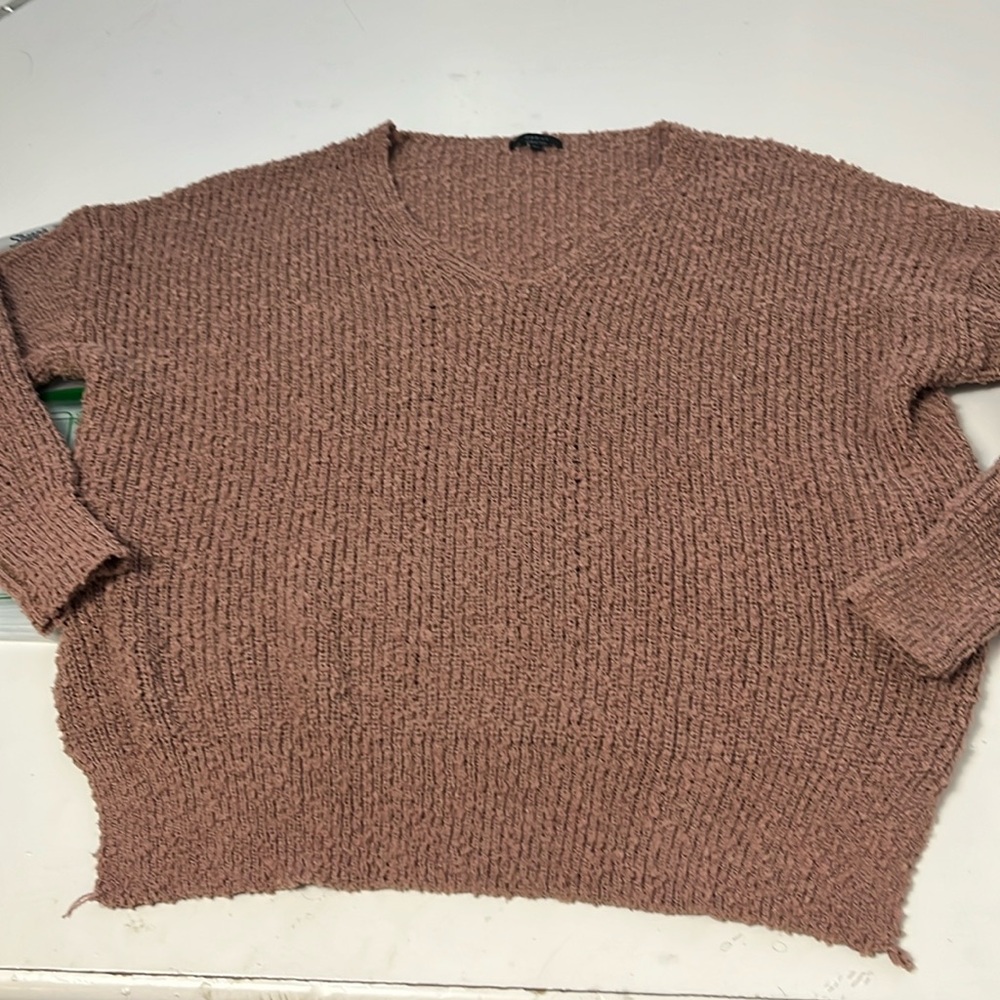 Debut XS Brown Long Sleeve Soft V Neck Pull Over Sweater